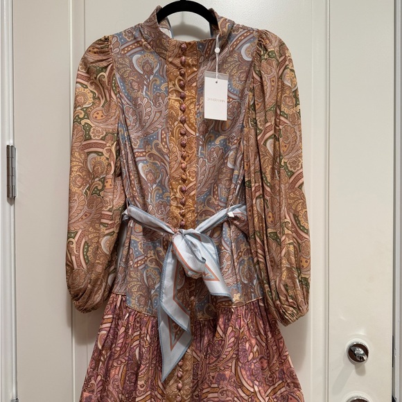Zimmermann Tempo Buttoned Mini Dress - Spliced Paisley NWT SIZE 0 - Picture 6 of 7
